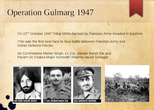 Jammu And Kashmir Operation Gulmarg on 22nd October 1947 by Pakistan vs